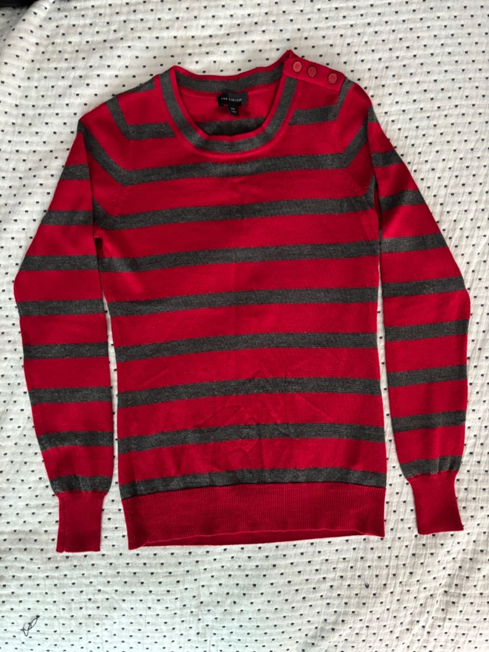 The Limited red and gray striped wool sweater women's size XS